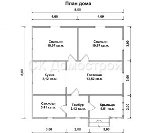 Дом «Венедиктов» 8х8 м