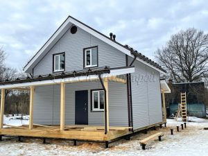 Каркасный дом 7,5х8,5 деревня Лопухинка