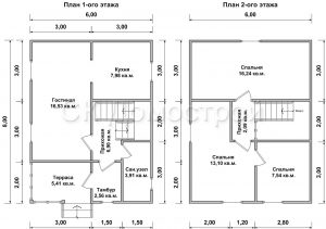 Дом «Климов» 6х8 м